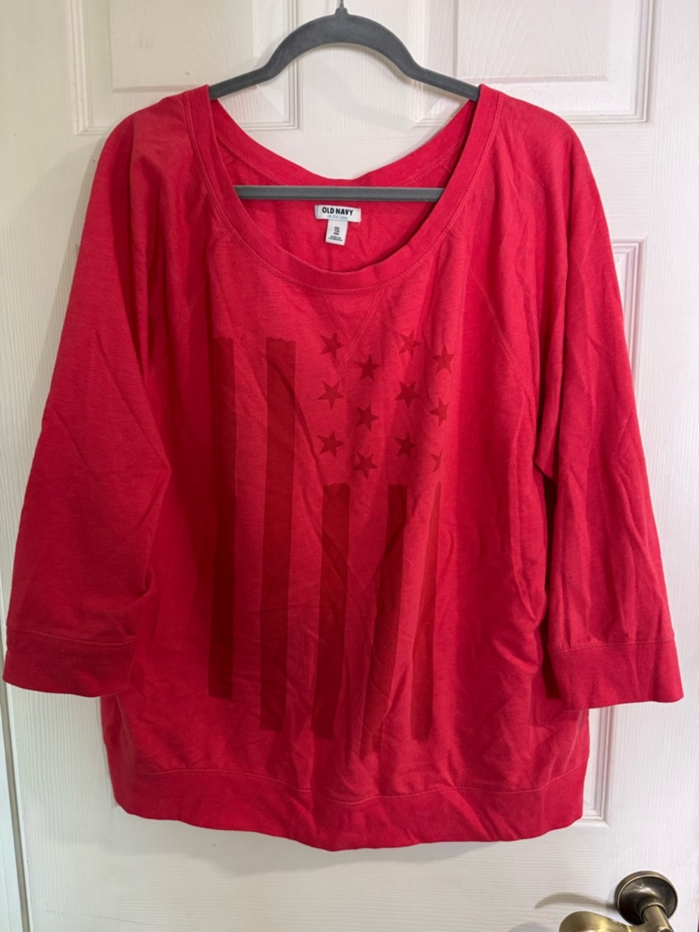 Old Navy Red Scoop-Neck Flag Graphic Sweatshirt